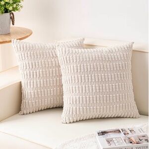Elegant Cream Textured Throw Pillow Covers (2)